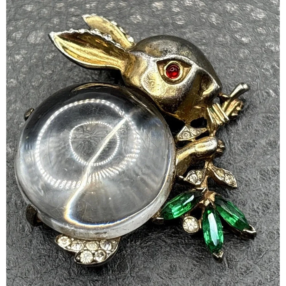 Trifari Alfred Philippe Jelly Belly Vermeil Sterling Rabbit Brooch Book Piece